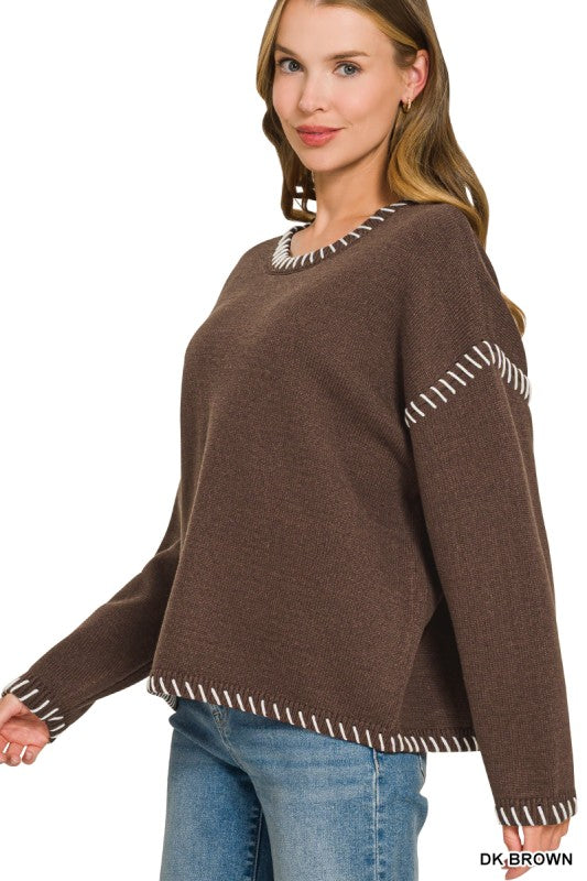 Stitch Detailed Oversize Sweater