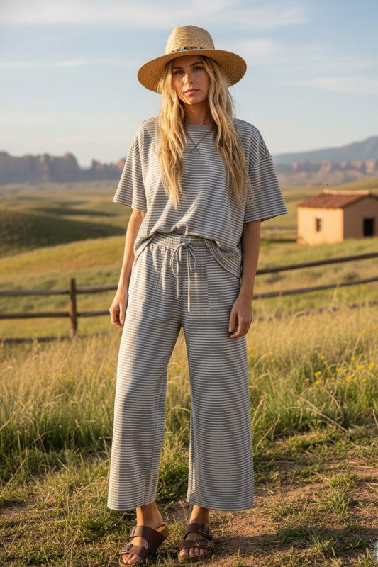 Striped Knit Top and Pant Set
