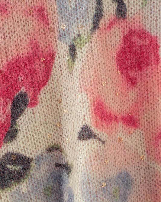 Floral Gold-Dust Knit Sweater