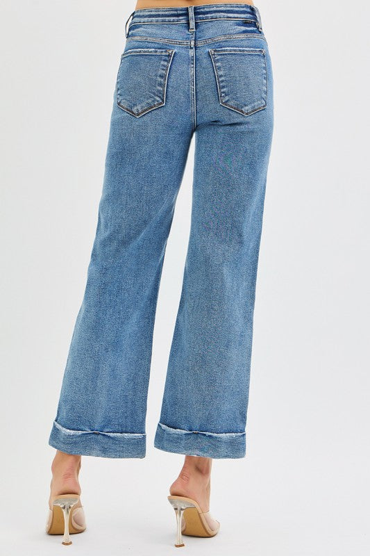 Risen Mid Rise Crop Straight With Taylor Cuffed Jeans