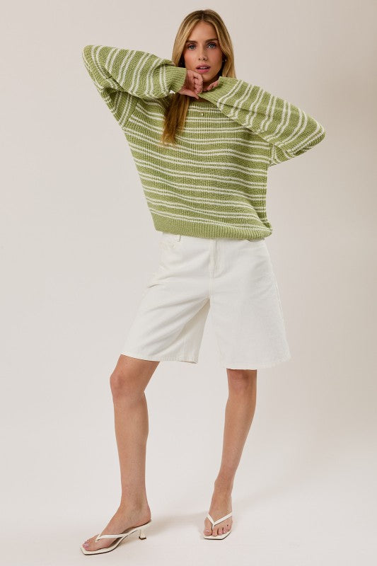 LT GREEN-WHT STRIPE