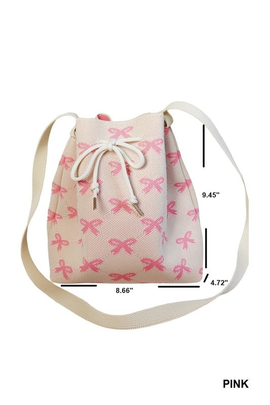 Coquette Bowknot Ribbon Pattern Crossbody Bucket
