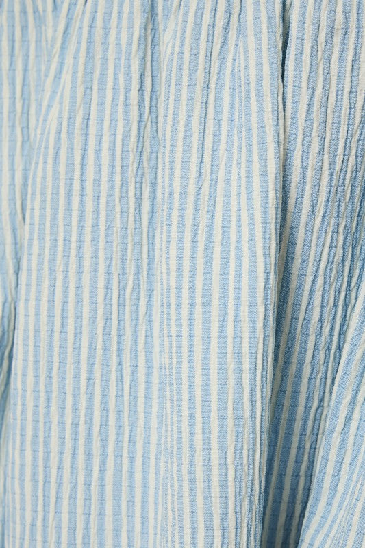 Sleeveless Sqr Neck Fit & Flare Stripe Midi Dress