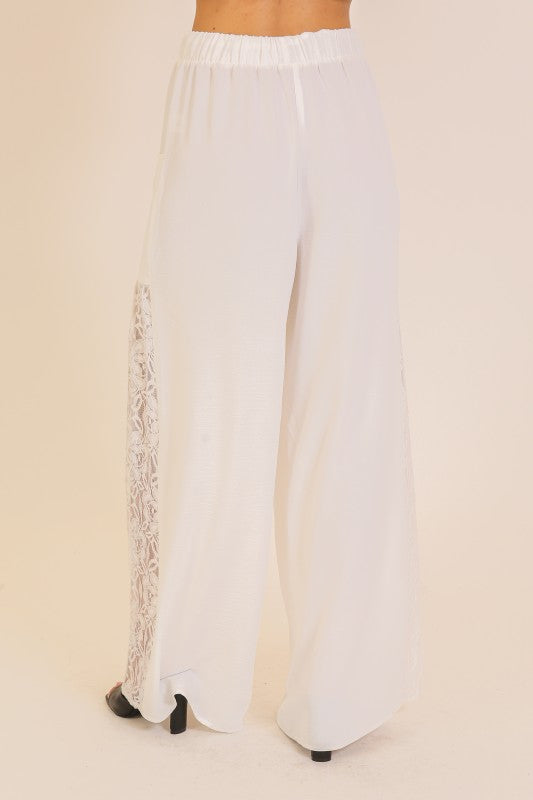 Wide Leg Lace Panel Pants