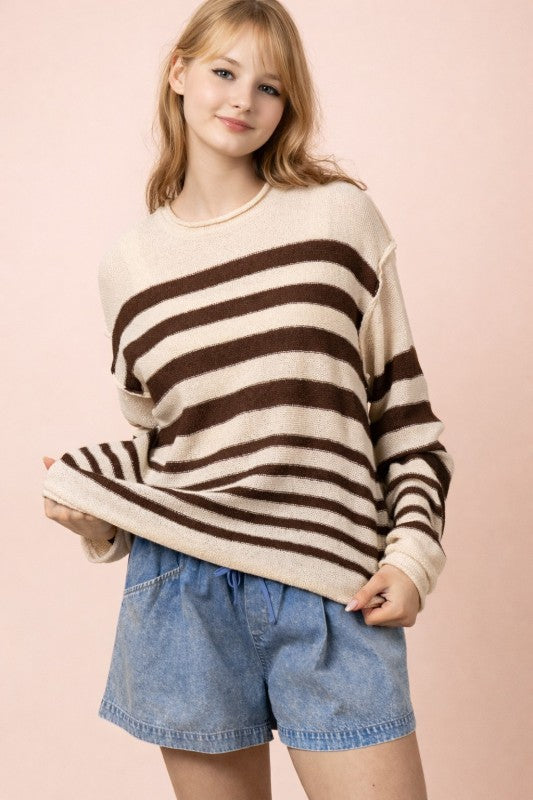 Striped Oversized Knit Sumer Sweater Top