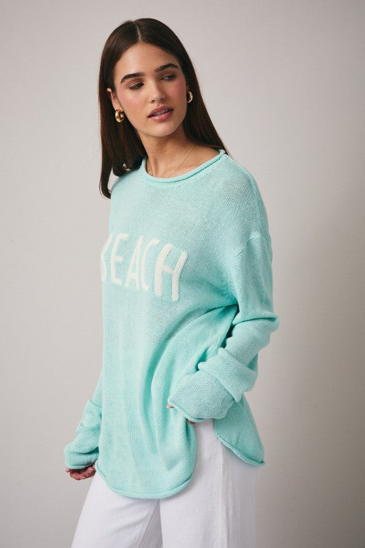 Round Neck Long Sleeve Beach Lightweight Sweater