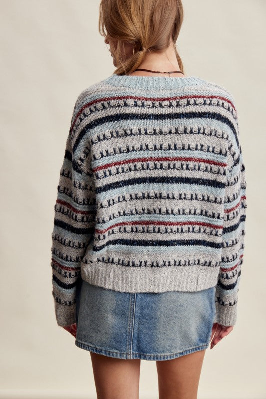 Textured Stripe Knit Sweater