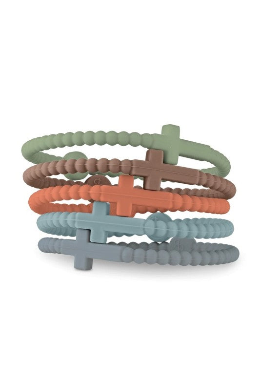 5 Pcs Jesus Cross Silicone Bracelet Pack (Assorted)