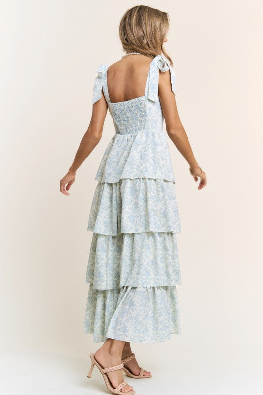 Floral Print Tiered Maxi Dress