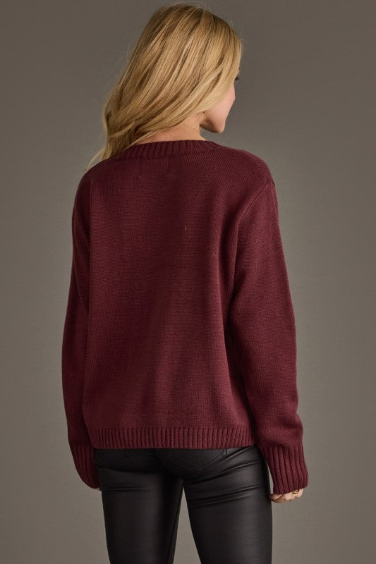 Burgundy & Ivory Wine Season Sweater
