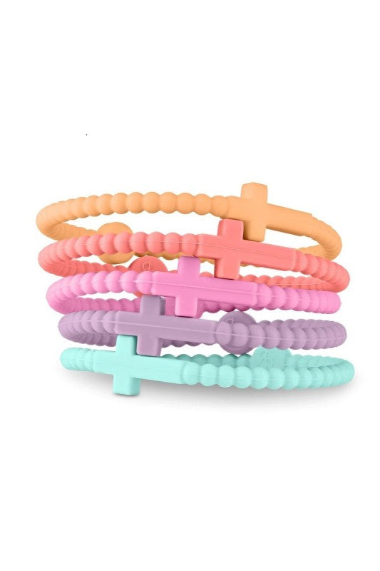 5 Pcs Jesus Cross Silicone Bracelet Pack (Assorted)