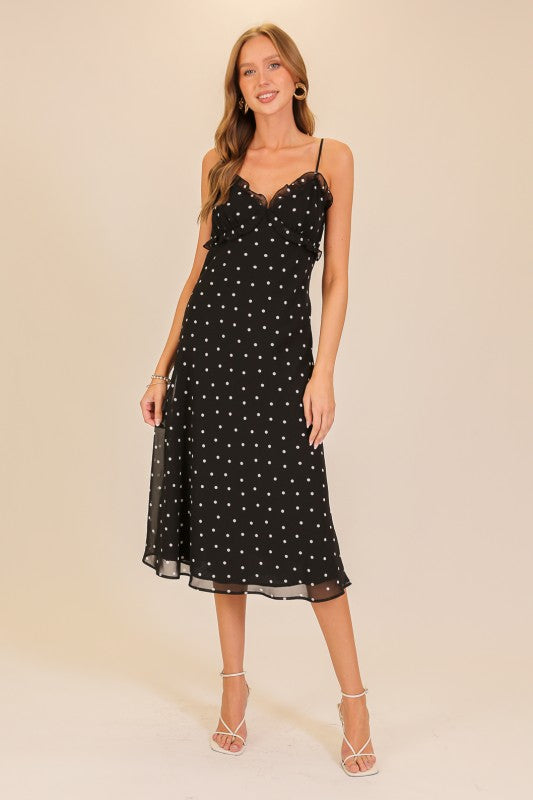 Charming Dots Ruffle Midi Dress