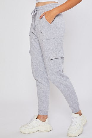 Fleece High Rise Cargo Jogger Pants
