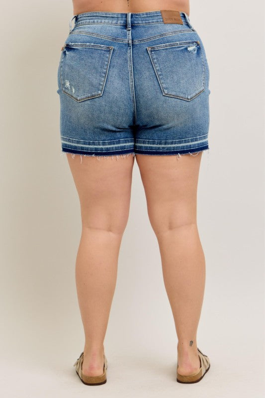 Mr Tummy Control Vintage Wash Release Hem Shorts