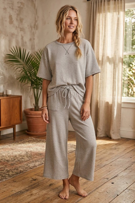 Striped Knit Top and Pant Set