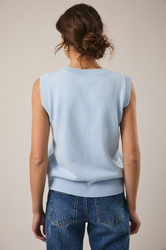 Round Neck Sleeveless “salty” Sweater Vest