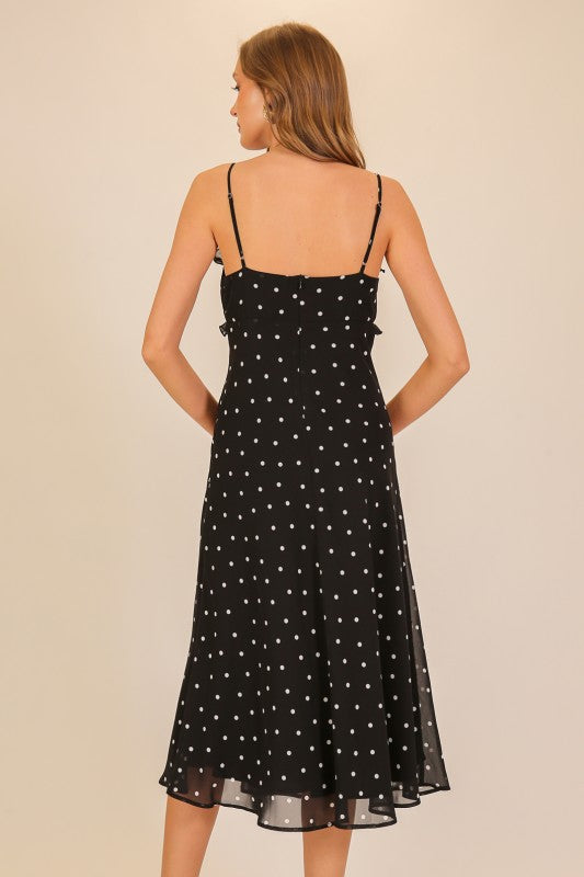 Charming Dots Ruffle Midi Dress