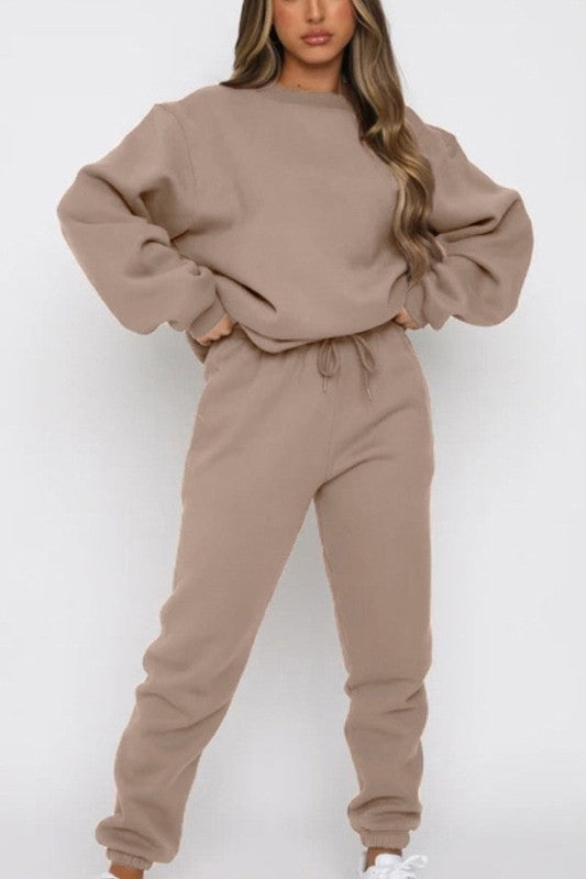 Outerwear Sets Pullover Sweatshirt & Sweatpants (Khaki)