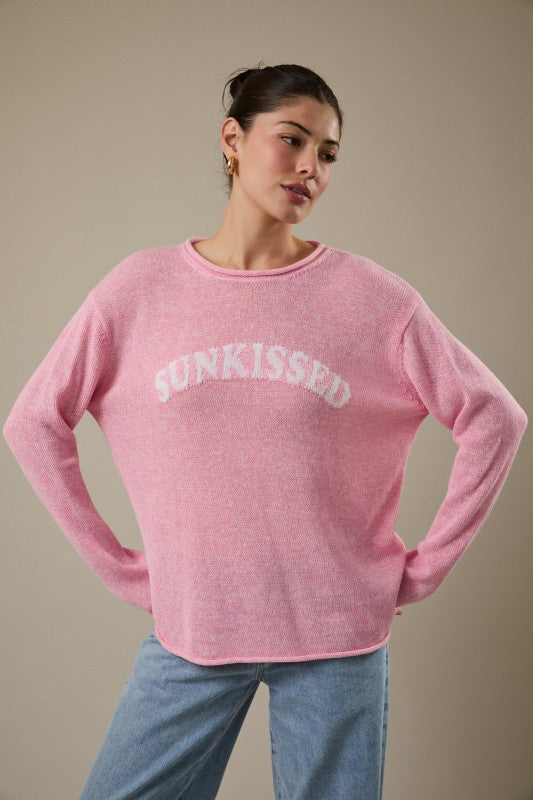Round Roll Up Neck “sun-kissed” Lt Weight Sweater