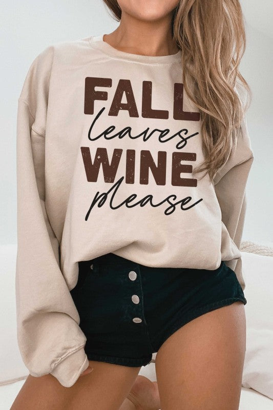 Fall Leaves Wine Please Oversized Sweatshirt