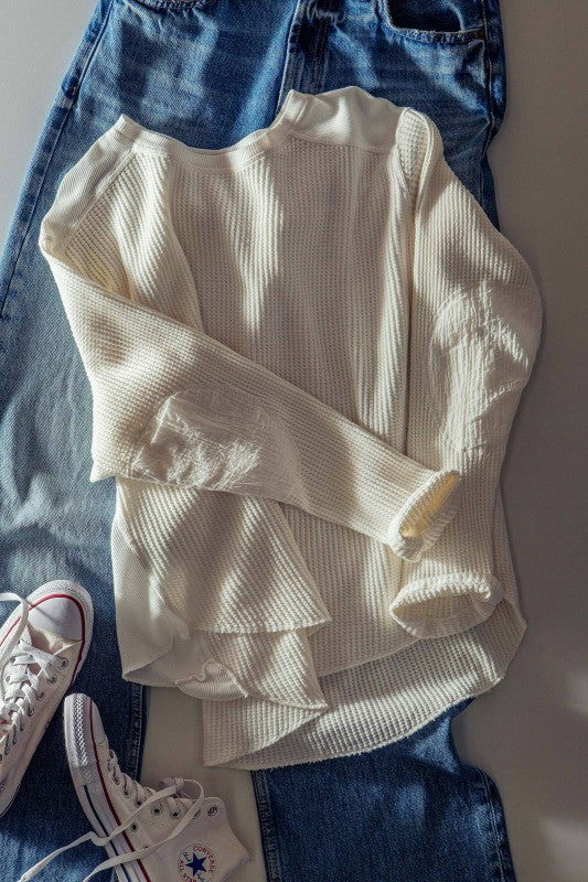 Waffle Knit Cotton Patch Top