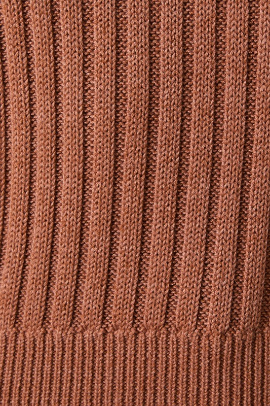 Round Neck Puff Short Sleeve Cable Sweater
