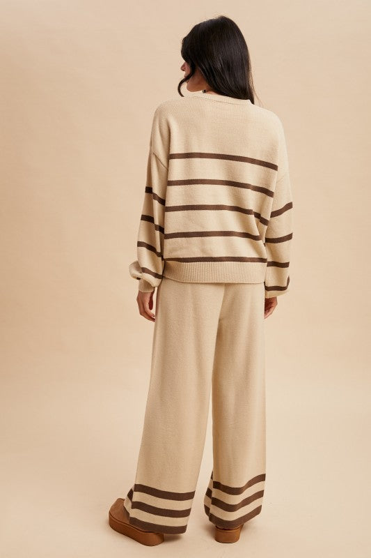 Cozy Striped Sweater&pants Lounge Set