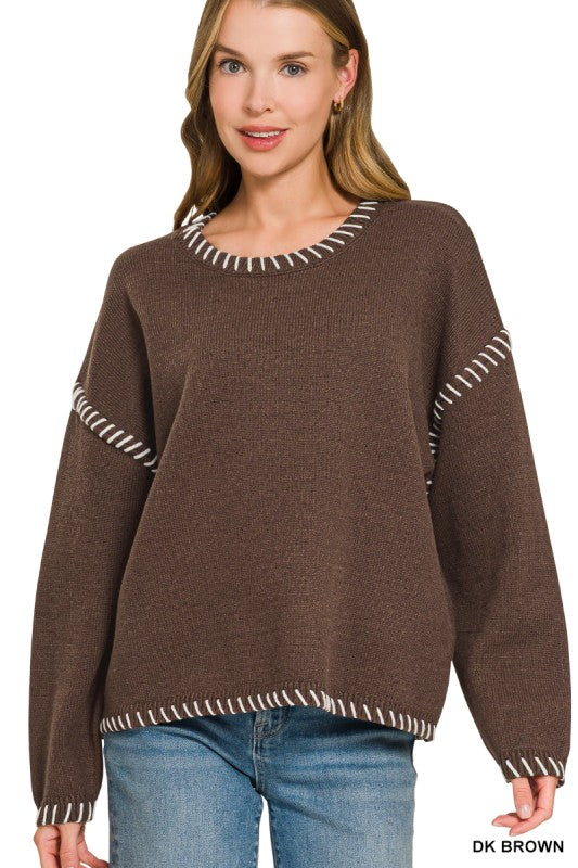 Stitch Detailed Oversize Sweater