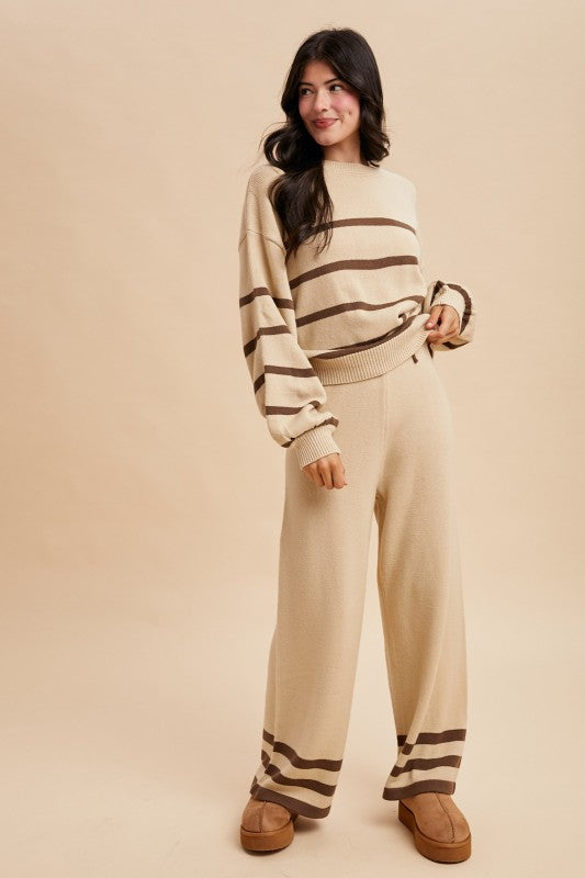 Cozy Striped Sweater&pants Lounge Set