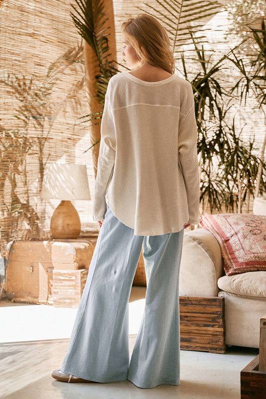 Waffle Knit Cotton Patch Top