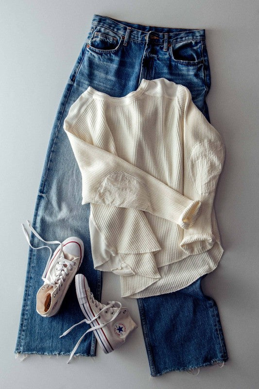 Waffle Knit Cotton Patch Top