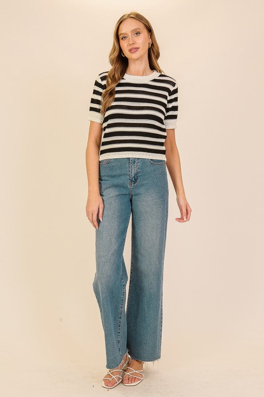 Striped Knit Sweater Top