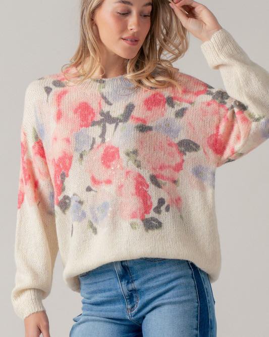 Floral Gold-Dust Knit Sweater