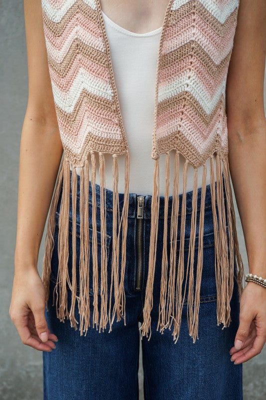 Desert Dusk Crochet Fringe Vest