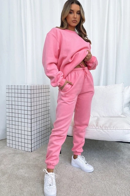 Outerwear Sets Pullover Sweatshirt & Sweatpants (Pink)