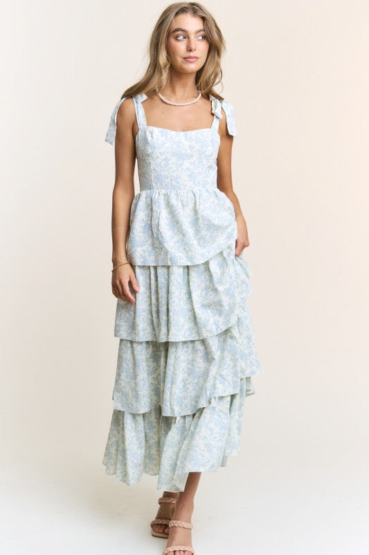 Floral Print Tiered Maxi Dress