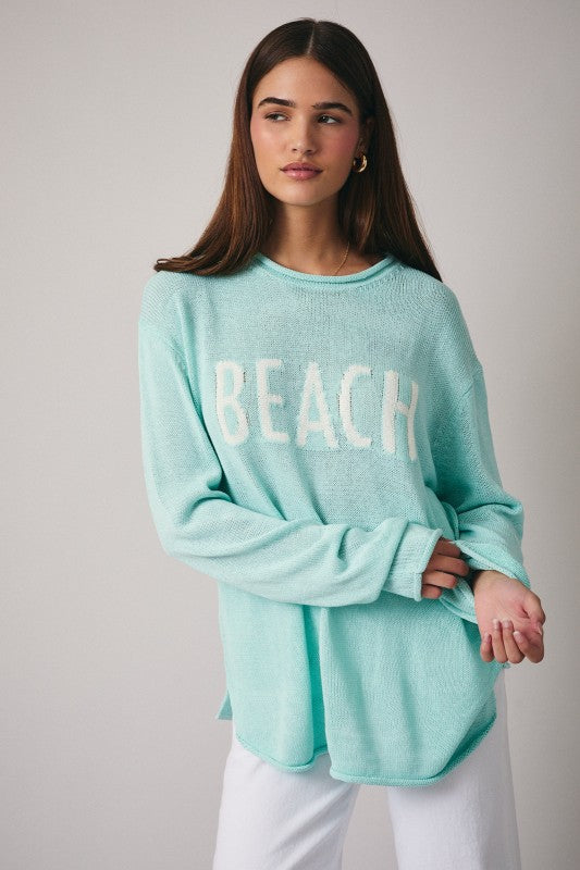Round Neck Long Sleeve Beach Lightweight Sweater