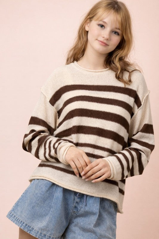 Striped Oversized Knit Sumer Sweater Top