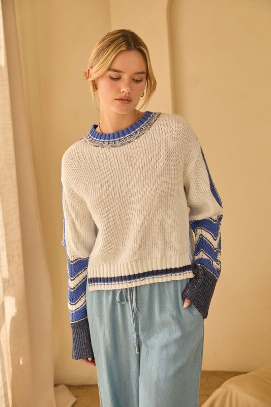 Relaxed Contrast Knit Sweater