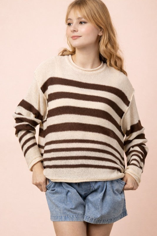 Striped Oversized Knit Sumer Sweater Top
