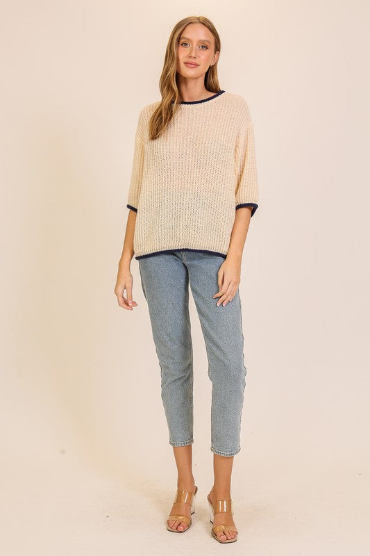 Knit Short Sleeve Sweater