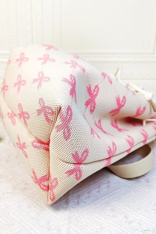 Coquette Bowknot Ribbon Pattern Crossbody Bucket