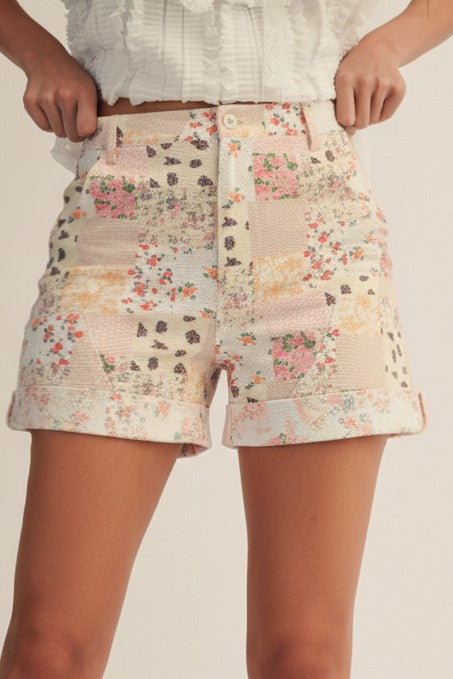 Vintage Pastel Floral Patchwork Short