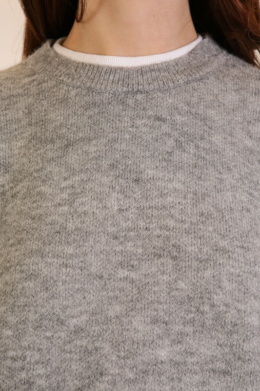 Twofer Crew Neck Layered Knit Sweater