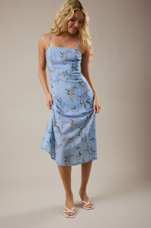 Spaghetti Strap Square Neck MIDI Dress