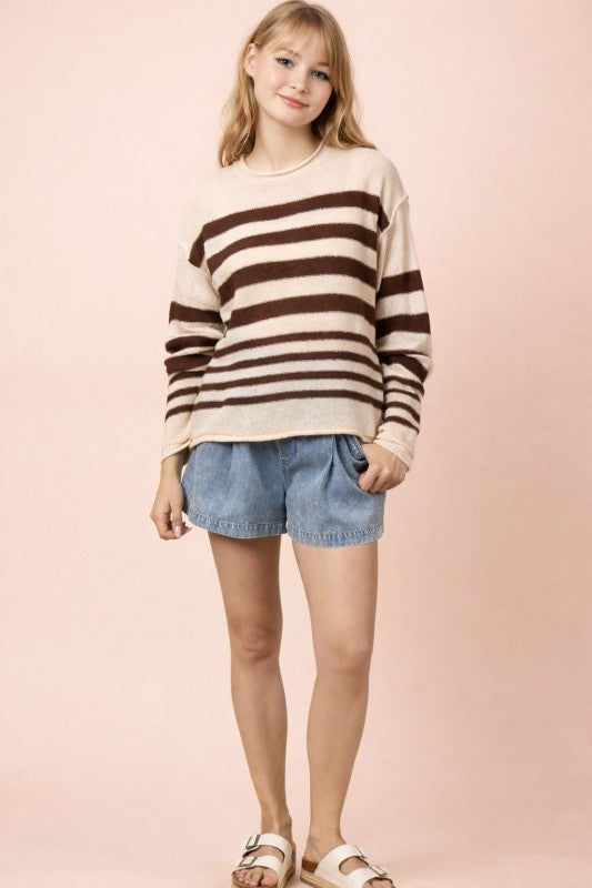 Striped Oversized Knit Sumer Sweater Top
