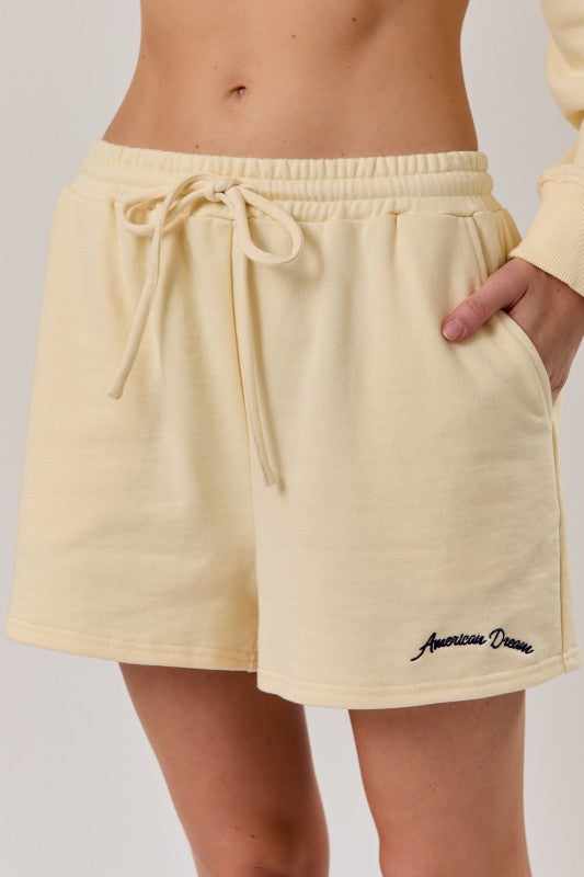 High Rise American Dream Embo Sweatshorts