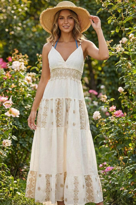Boho Embroidered Maxi Dress