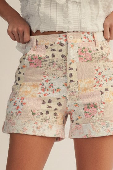 Vintage Pastel Floral Patchwork Short