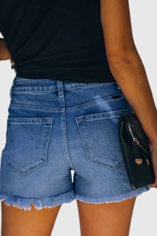 Women’s High-rise Ripped Stretch Denim Shorts